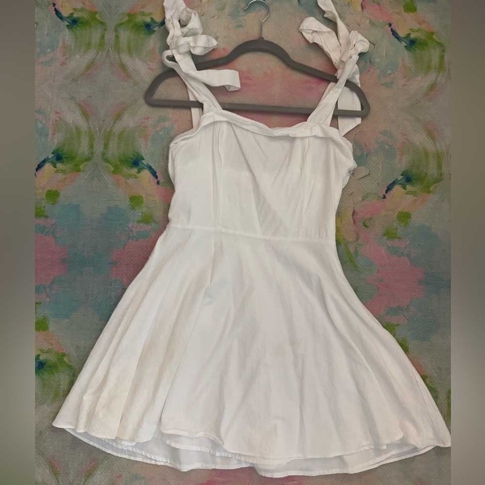 White Sleeveless Dress with Tie Straps